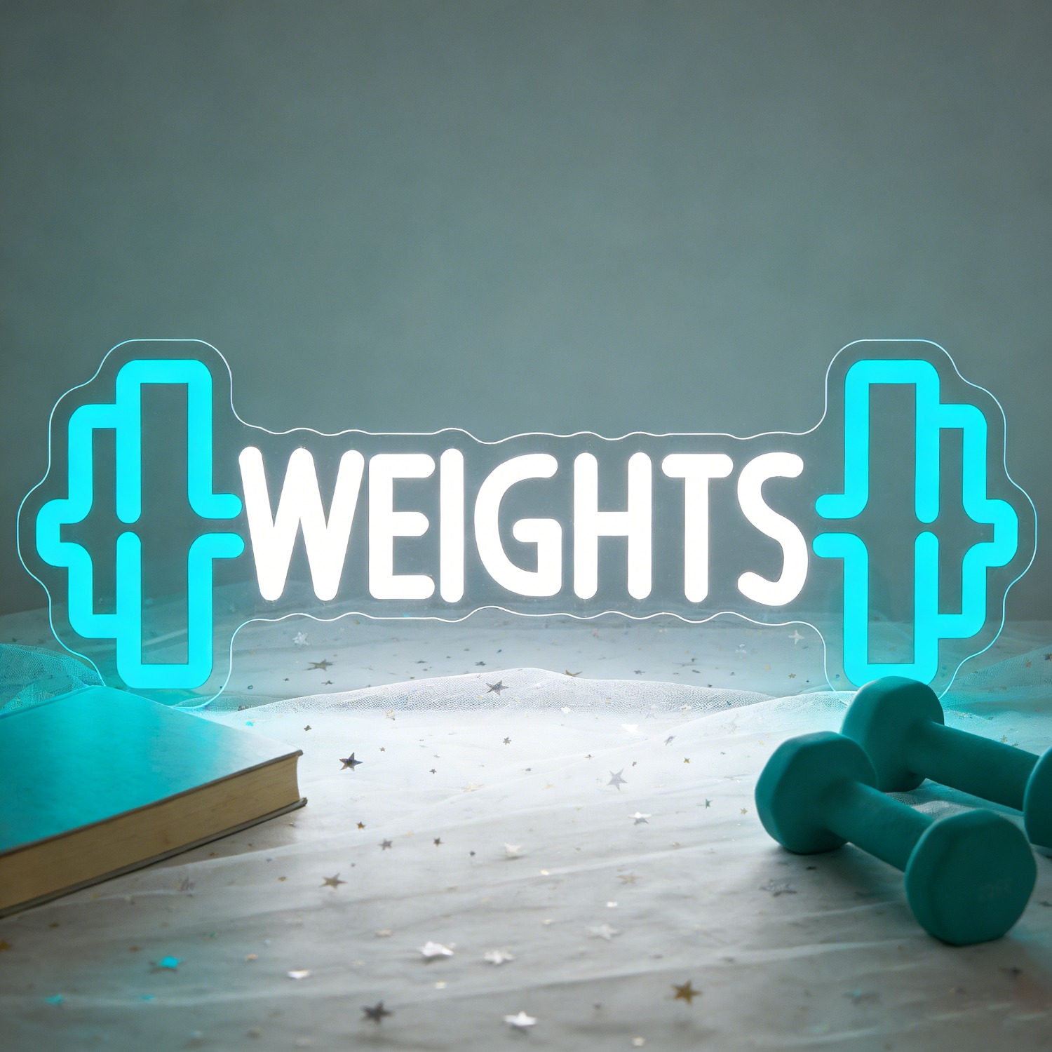 Home Gym Dumbbell Workout - Neonowy znak LED z hantlami, do