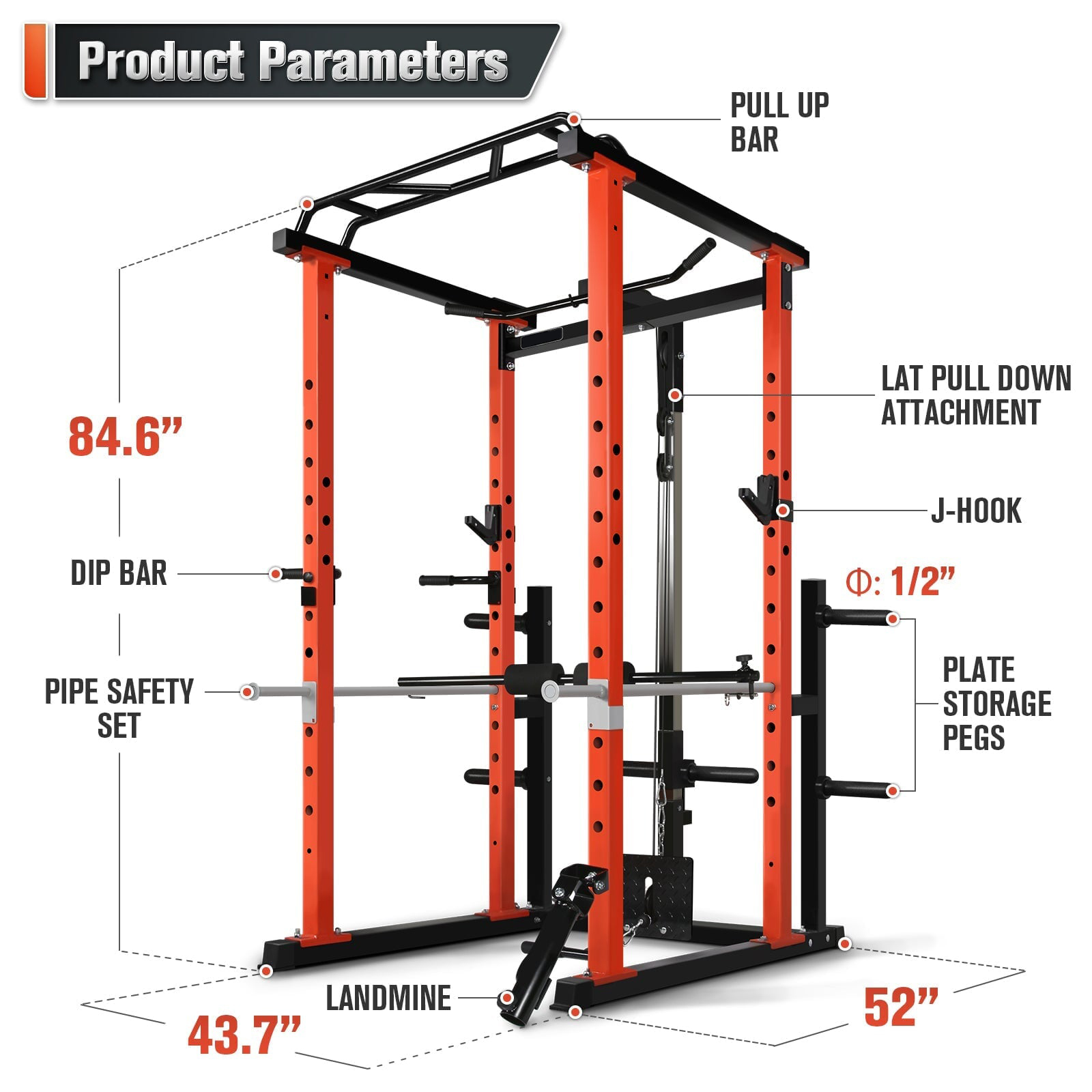 Squat Rack Power - Wielofunkcyjna klatka siłowa do domowej siłowni