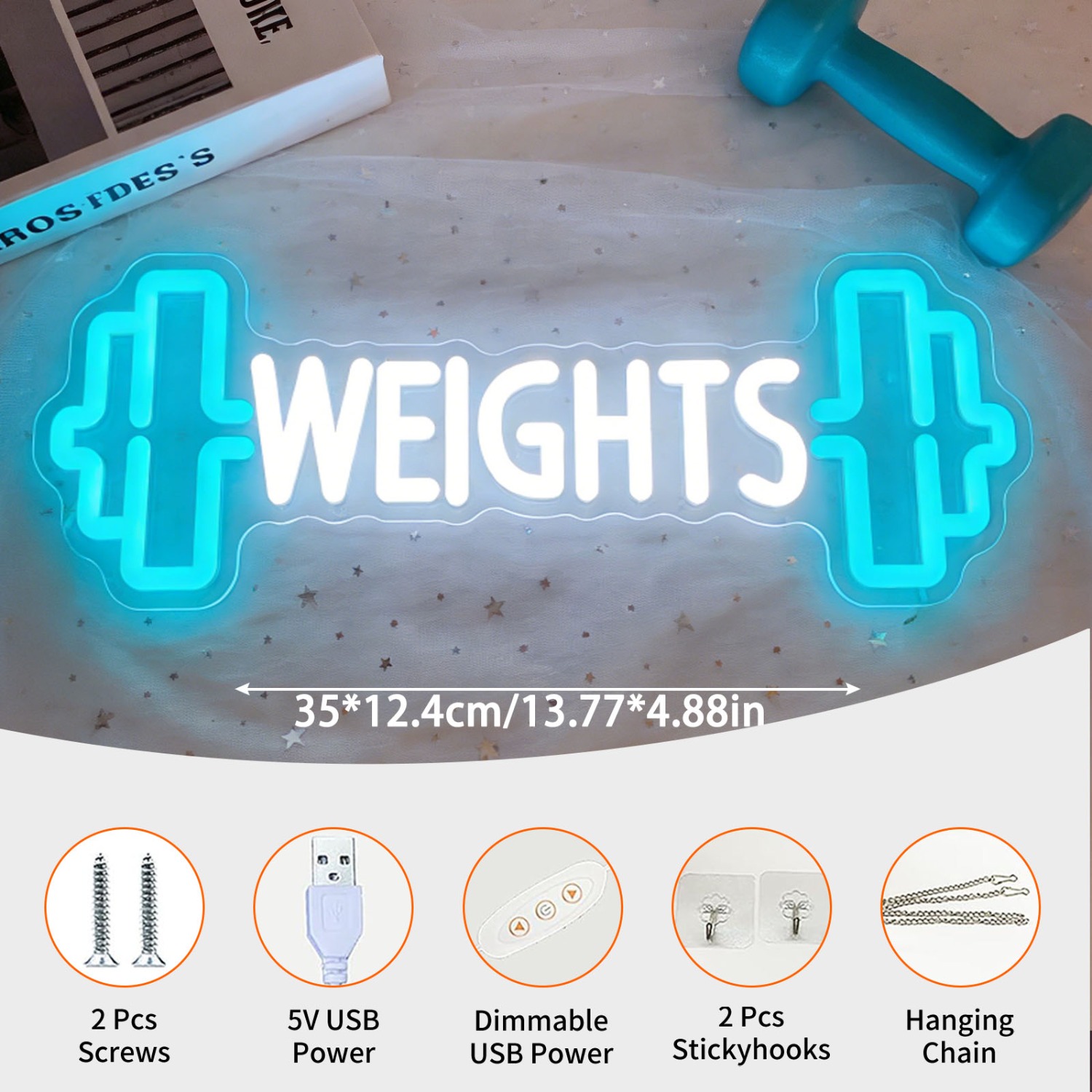 Neonowy znak LED z hantlami, d – Home Gym Dumbbell Workout recenzja i cena