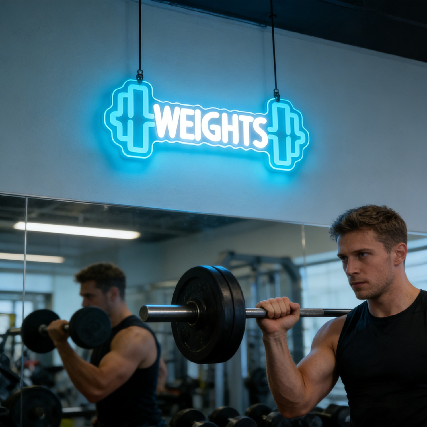 Neonowy znak LED z hantlami, d – Home Gym Dumbbell Workout recenzja i cena
