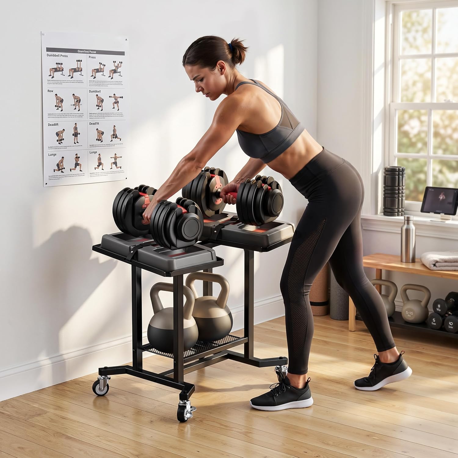 Regulowany stojak na hantle, m – Home Gym Dumbbell Workout recenzja i cena